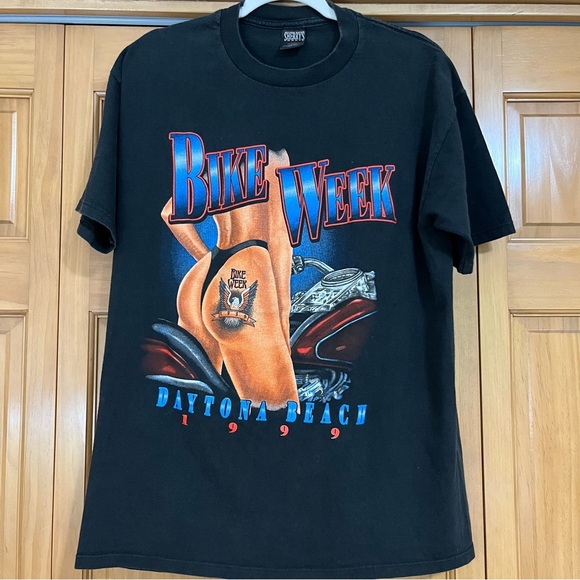 Vintage Daytona Beach Bike Week 1999 Black Tee Shirt Size Medium